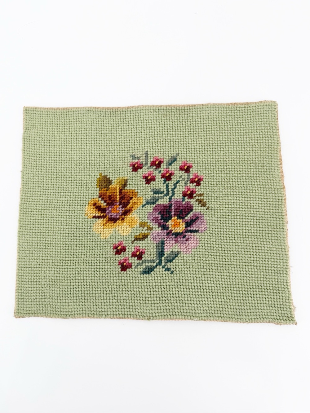 Vintage Finished Floral Needlepoint Canvas‎